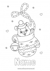 Free coloring Winter Mouse Animal Mitten Forest animals