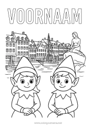 Kleurplaat aanpassen Kerstelf Elfjes kleurplaten Kerstelfreis Denemarken Meerdere kerst elfen Reizende Kerstkabouters