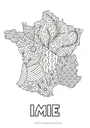 Rysunek za darmo Francja Zentangle Mapa krajów