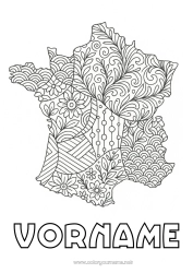 Kostenlose Zeichnung Frankreich Zentangle Landkarten