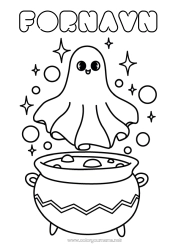 Farvelægningssiden tilpasning Spøgelse Magisk gryde Halloween Nem farvelægning