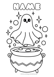 Free drawing Ghost Magic pot Halloween Easy coloring pages