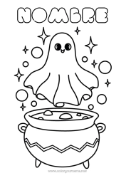 Dibujo libre Fantasma Caldero mágico Halloween Dibujos fáciles para colorear