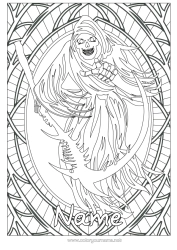 Colouring to customise Monster Skeleton Halloween Complex Colouring Pages Scary Mower