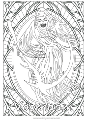 Kleurplaat aanpassen Monster Skelet Halloween Complex Kleurplaten Eng Maaiers