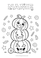 Colouring to customise Sweets Pumpkin Halloween Jack O'lantern