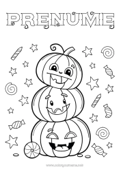 Pagină de colorat personalizată Bomboane Dovleac Halloween Jack cu lampa