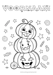 Kleurplaat aanpassen Snoepjes Pompoen Halloween Jack O'Lantern