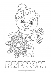 Coloriage gratuit Ours Hiver Flocons de neige Animal Animaux de la forêt