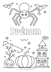 Dessin gratuit Chauve-souris Citrouille Araignée Halloween Coloriages faciles Insectes Oiseaux et mammifères volants Manoir hanté
