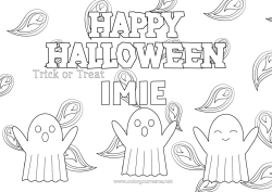 Kolorowanka do personalizacji Duch Cukierek albo psikus? Halloween Napis 'halloween'