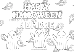 Colorear gratis Fantasma Truco o trato Halloween Inscripción