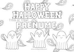 Pagină de colorat personalizată Fantomă O bomboană sau o farsă? Halloween Înscriere 