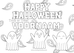 Kleurplaat aanpassen Spook Snoep of een spreuk? Halloween Inscriptie 'halloween'