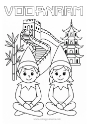 Gratis tekening Kerstelf Elfjes kleurplaten China Kerstelfreis Meerdere kerst elfen Reizende Kerstkabouters