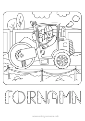 Färgläggningssida att anpassa Fordon Byggmaskiner Byggyrken Vält