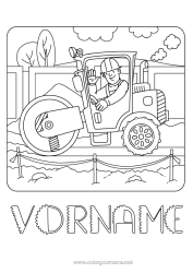 Malvorlage anpassen Fahrzeuge Bauausrüstung Baustellenberufe Straßenwalzen (Verdichter)