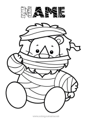 Free drawing Mummy Lion Animal Easy coloring pages Wild animals of Africa