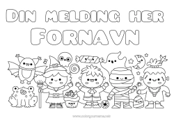 Fargeleggingssiden å tilpasse Flaggermus Spøkelse Monster Mumie Heks Halloween Søt Fugler og flygende pattedyr Frankenstein