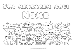 Desenho para personalizar Morcego Fantasma Monstro Múmia Bruxa Halloween Kawaii Pássaros e mamíferos voadores Frankenstein
