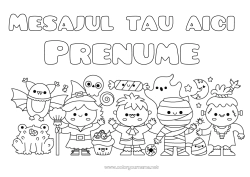 Pagină de colorat personalizată Liliac Fantomă Monstru Mumie Vrăjitoare Halloween Drăguț Păsări și mamifere zburătoare Frankenstein