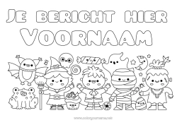 Gratis tekening Vleermuis Spook Monster Mummie Heks Halloween Kawaii Vogels en vliegende zoogdieren Frankenstein