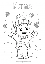 Free coloring Snow Winter Boy Child Snowflakes