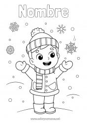 Colorear gratis Nieve Invierno Chico Niño Copos de nieve