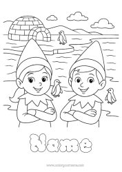 Colouring to customise Christmas Elves Elf Colouring Pages Igloo Mischievous Elf's Journey Lapland Several Mischievous Elves. Colouring Mischievous Travelling Goblins Pack Ice