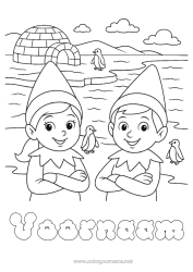 Gratis tekening Kerstelf Elfjes kleurplaten Iglo Kerstelfreis Lapland Meerdere kerst elfen Reizende Kerstkabouters