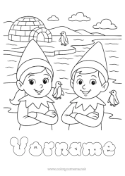 Kostenlose Malvorlage Weihnachtself Elfen Ausmalbilder Iglu Reise des Weihnachtselfen Lappland Mehrere Wichtel Reisende Weihnachtswichtel