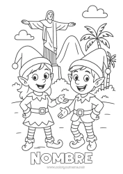 Dibujo libre Elfos de navidad Dibujos de Elfos para colorear Brasil Viaje del duende navideño Varios duendes traviesos 🇪🇸 Duendes de Navidad Viajeros