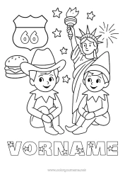 Malvorlage anpassen Weihnachtself Elfen Ausmalbilder USA Reise des Weihnachtselfen Mehrere Wichtel Reisende Weihnachtswichtel