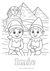 Kolorowanka za darmo Świąteczne skrzaty Kolorowanki dla skrzatów Egipt Podróż Świątecznego Elfa Kilku psotnych elfów Kolorowanka Psotne Skrzaty Podróżnicy