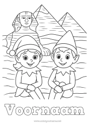 Kleurplaat aanpassen Kerstelf Elfjes kleurplaten Egypte Kerstelfreis Meerdere kerst elfen Reizende Kerstkabouters