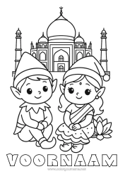 Gratis tekening Kerstelf Elfjes kleurplaten Kerstelfreis India Meerdere kerst elfen Reizende Kerstkabouters