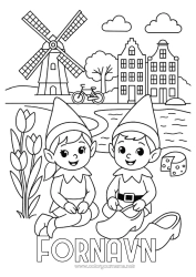 Fargeleggingssiden å tilpasse Julealver Fargelegging av nisser Julealvens reise Nederland Flere rampenisser Fargelegging av luringer på reise