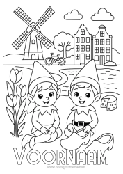 Gratis kleurplaat Kerstelf Elfjes kleurplaten Kerstelfreis Nederland Meerdere kerst elfen Reizende Kerstkabouters