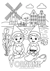 Kostenlose Malvorlage Weihnachtself Elfen Ausmalbilder Reise des Weihnachtselfen Niederlande Mehrere Wichtel Reisende Weihnachtswichtel