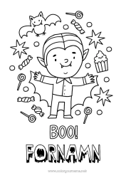 Gratis färgläggning Vampyr Godis Halloween Lätta målarbilder Boo