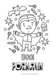 Fargeleggingssiden å tilpasse Vampyr Godteri Halloween Enkle fargelegginger Boo