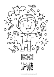 Kolorowanka za darmo Wampir Cukierki Halloween Łatwe kolorowanki Boo