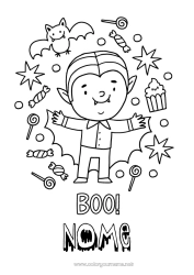 Desenho para personalizar Vampiro Doces Halloween Desenhos para colorir fáceis Boo