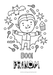 Coloriage à personnaliser Vampire Bonbons Halloween Coloriages faciles Boo