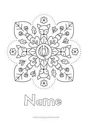 Free coloring Mandala Autumn Fox Forest animals