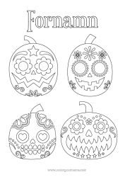 Gratis färgläggning Skalle De dödas dag Calaveras, dödskallar