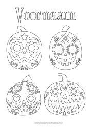 Gratis kleurplaat Schedel Dia de los Muertos Calaveras, schedels