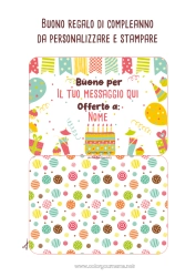 Disegno gratuito Regali Compleanno Torta di compleanno Buono regalo personalizzabile da stampare