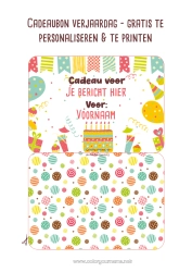 Gratis tekening Cadeaus Verjaardag Verjaardagstaart Personaliseerbare cadeaubon om te printen