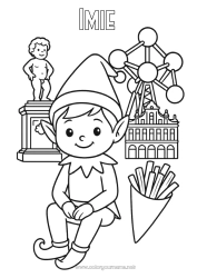 Kolorowanka za darmo Świąteczne skrzaty Kolorowanki dla skrzatów Belgia Podróż Świątecznego Elfa Tylko jeden psotny skrzat Kolorowanka Psotne Skrzaty Podróżnicy